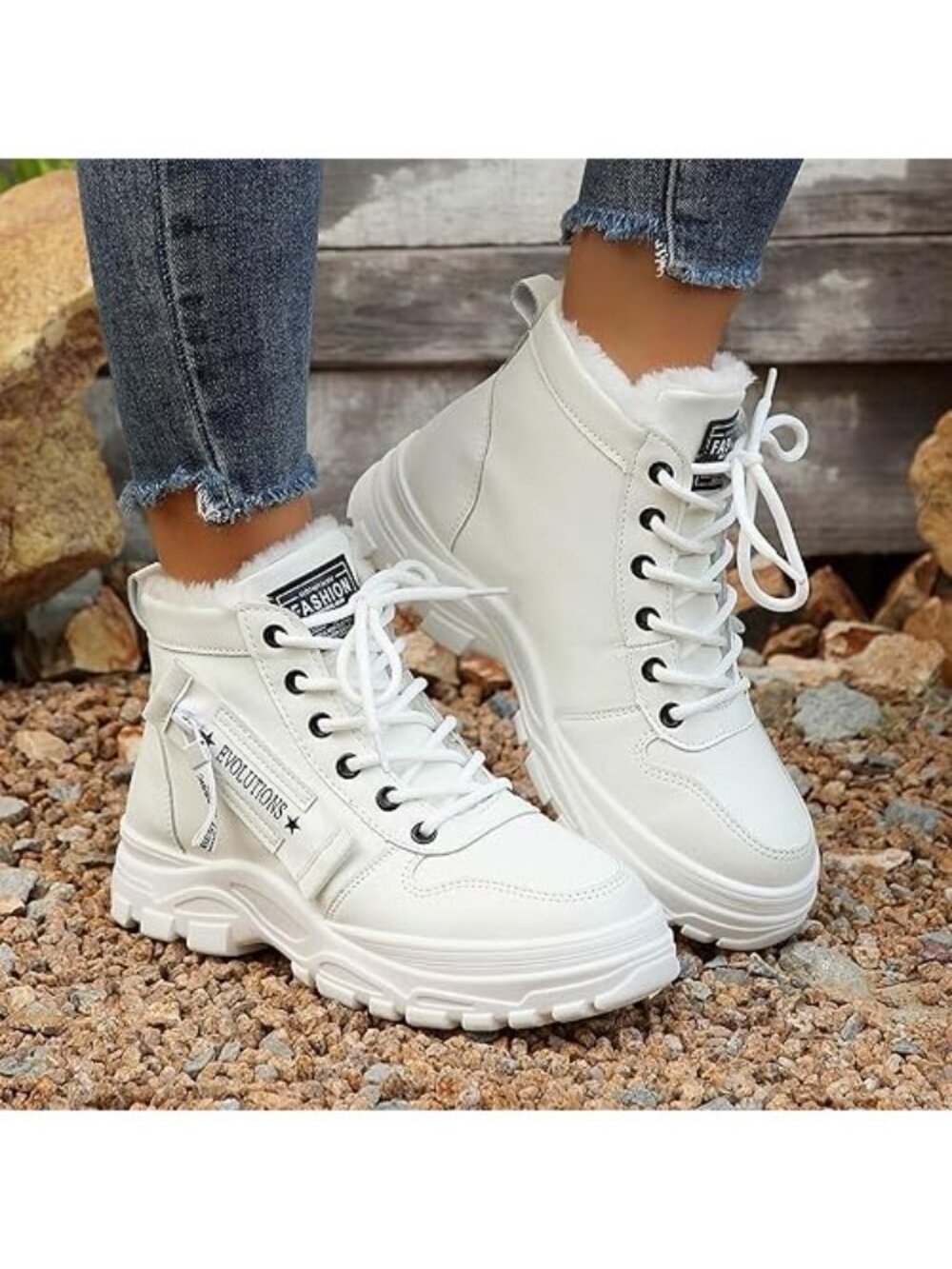Women's Fashion Casual Evolutions Winter Shoes Size 41/US9 In White